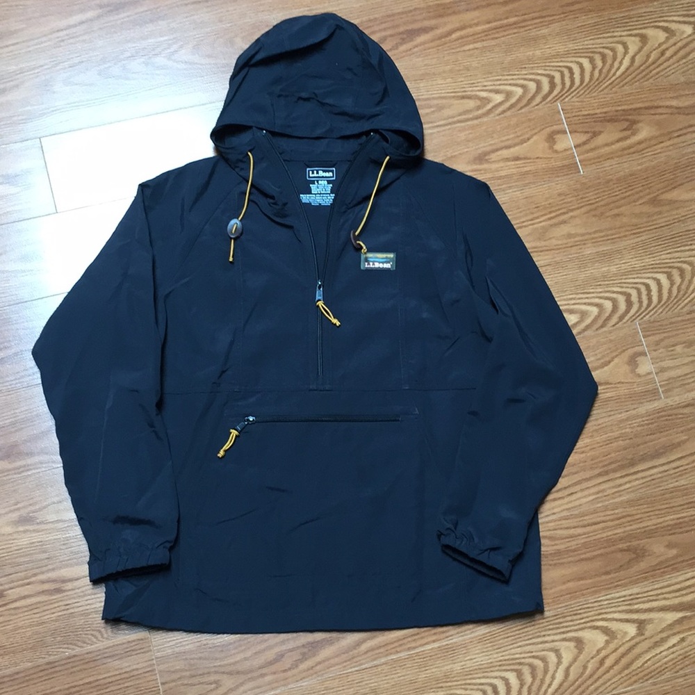 NEW! L.L. Bean Black Womens Anorak pullover coat